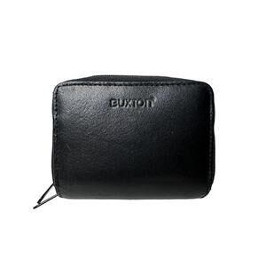 Buxton Women’s Wallet Black Genuine Leather Double Zip Change Coin Holder